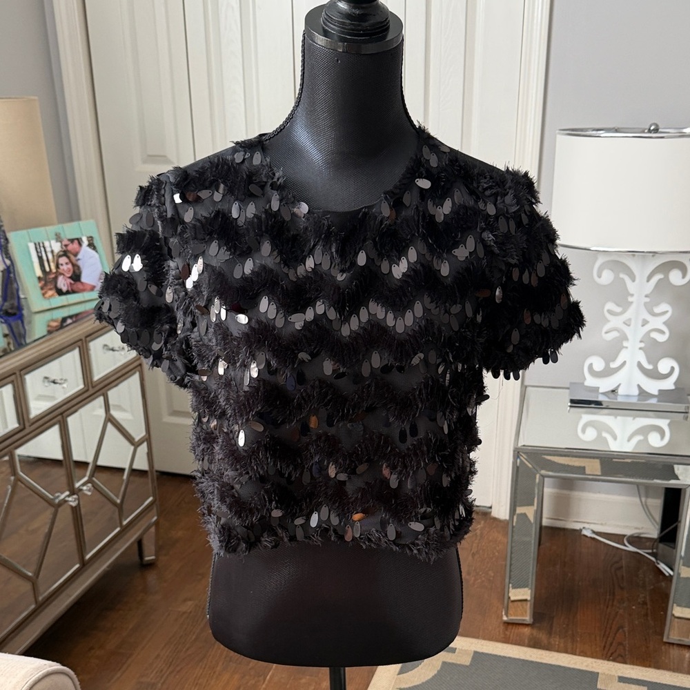 Super Cute Cropped Sequin Tee Size Small - Forever 21 - SO MUCH FUN!